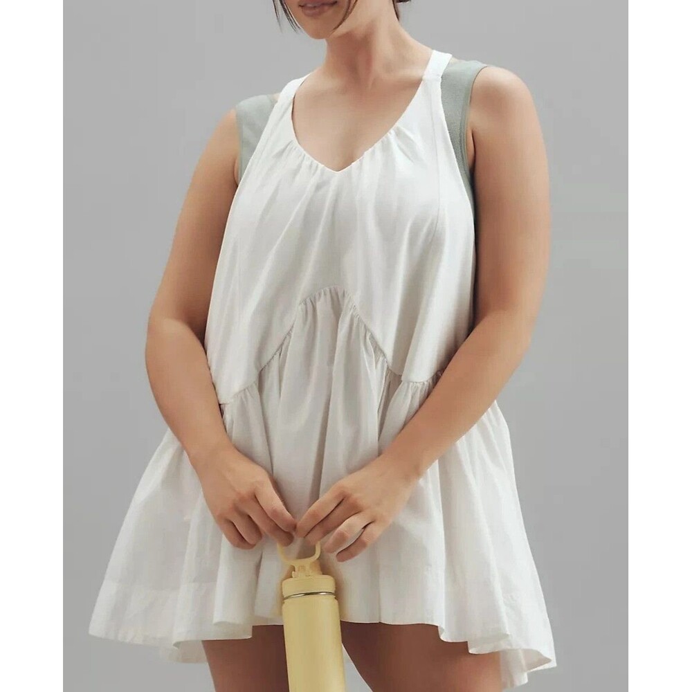 Daily Practice Anthropologie Spring Fling Racerback Mini Dress Ivory S 280612
